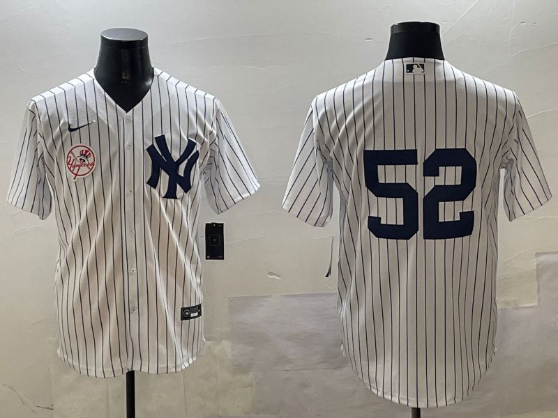 Men New York Yankees #52 No Name White Stripe Game 2025 Nike MLB Jersey style 3